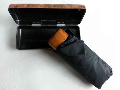 Taschenschirm Mini  "mybrella Wurzelholz" in schwarz